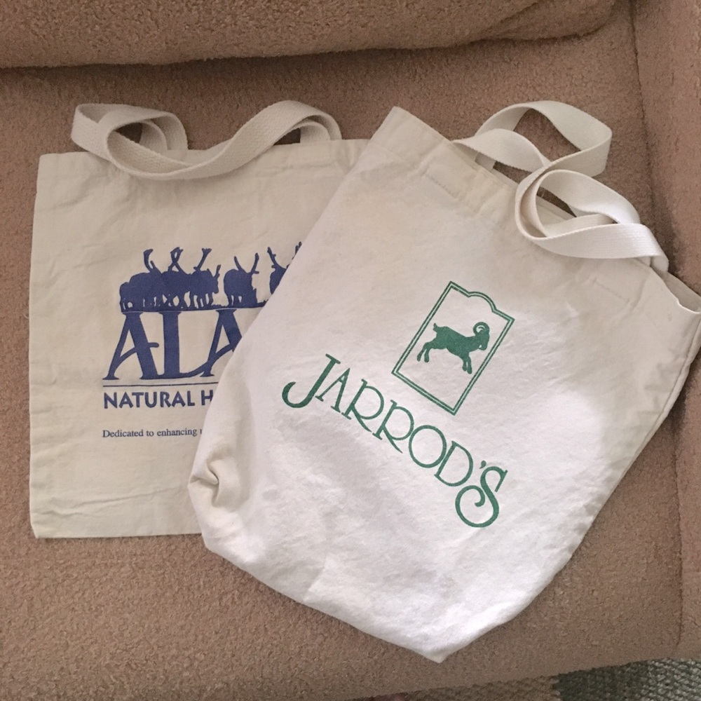 LP Vintage Canvas Totes Animals Set of 2  | Jarrod's "Ram" and Alaska "Reindeer"